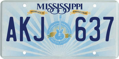 MS license plate AKJ637