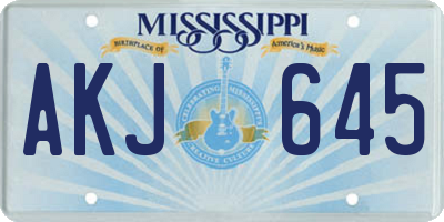 MS license plate AKJ645