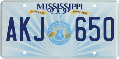 MS license plate AKJ650