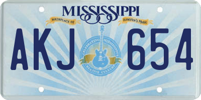 MS license plate AKJ654