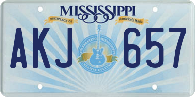 MS license plate AKJ657