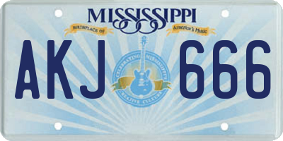 MS license plate AKJ666