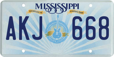 MS license plate AKJ668