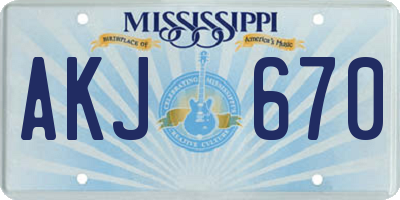MS license plate AKJ670