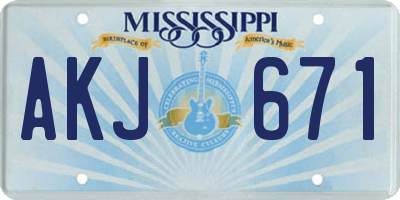 MS license plate AKJ671