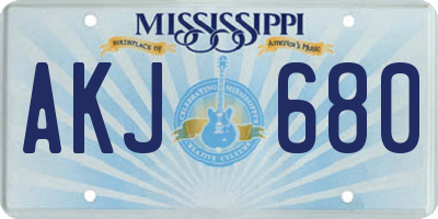 MS license plate AKJ680