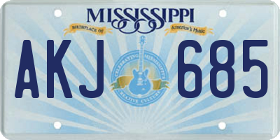 MS license plate AKJ685