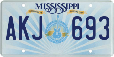 MS license plate AKJ693