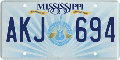 MS license plate AKJ694