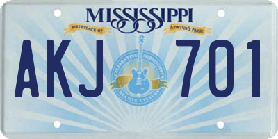 MS license plate AKJ701