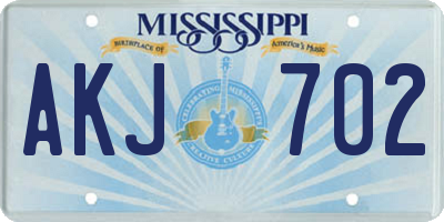 MS license plate AKJ702