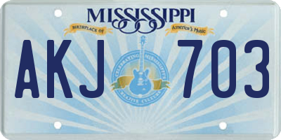 MS license plate AKJ703