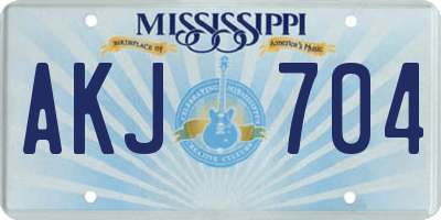 MS license plate AKJ704