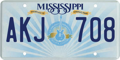 MS license plate AKJ708