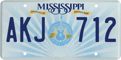 MS license plate AKJ712