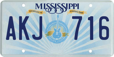 MS license plate AKJ716