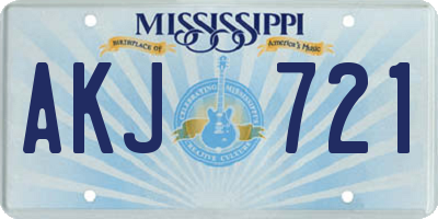 MS license plate AKJ721