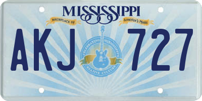 MS license plate AKJ727