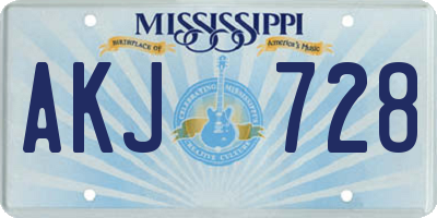 MS license plate AKJ728