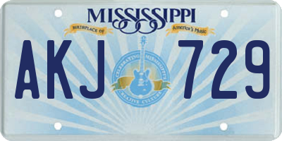 MS license plate AKJ729