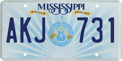 MS license plate AKJ731