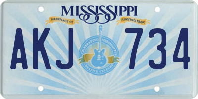 MS license plate AKJ734