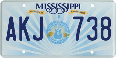 MS license plate AKJ738