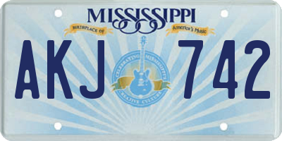 MS license plate AKJ742