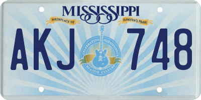 MS license plate AKJ748