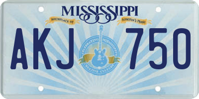MS license plate AKJ750