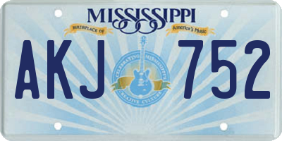 MS license plate AKJ752