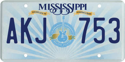 MS license plate AKJ753