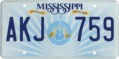 MS license plate AKJ759