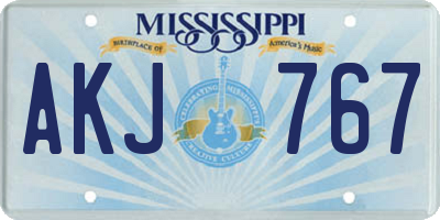 MS license plate AKJ767