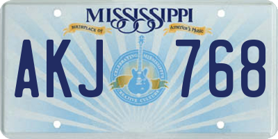 MS license plate AKJ768