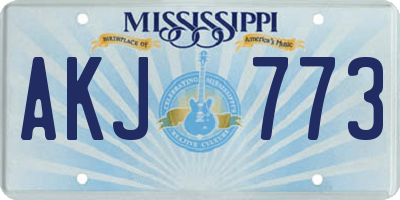 MS license plate AKJ773
