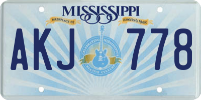 MS license plate AKJ778