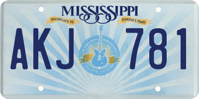 MS license plate AKJ781