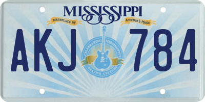 MS license plate AKJ784