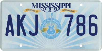 MS license plate AKJ786