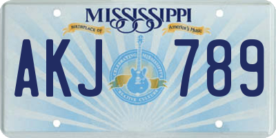 MS license plate AKJ789