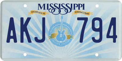 MS license plate AKJ794