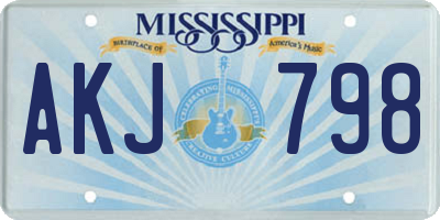 MS license plate AKJ798