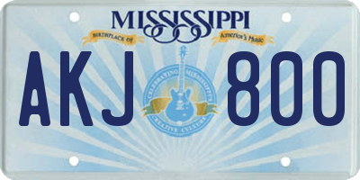 MS license plate AKJ800