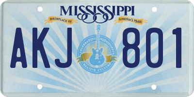 MS license plate AKJ801