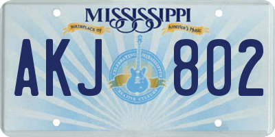 MS license plate AKJ802