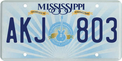 MS license plate AKJ803