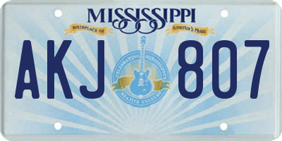 MS license plate AKJ807