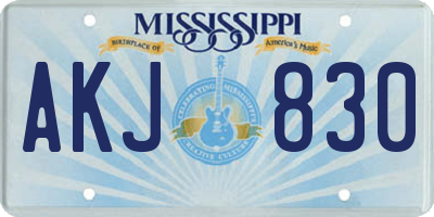 MS license plate AKJ830