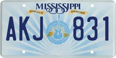 MS license plate AKJ831